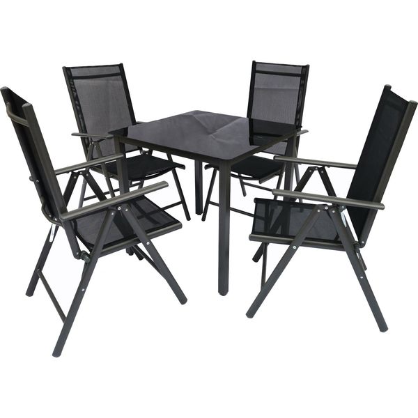 Vcm 5-Tlg GartenmöBel Set Sitzgruppe Essgruppe 1Xtisch, 4X StüHle Tisch MaßE Ca. H. 76 X B. 80 X T. 80 Cm Garten Set – StüHle 80 Sw-image