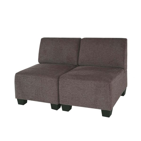 Modular 2-Sitzer Sofa Couch Moncalieri, Stoff/Textil ~ Braun, Ohne Armlehnen-image