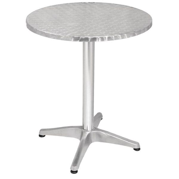 Tavolo Da Bistrot Rotondo Bolero In Acciaio Inox, 1 Gamba, 60 Cm-image