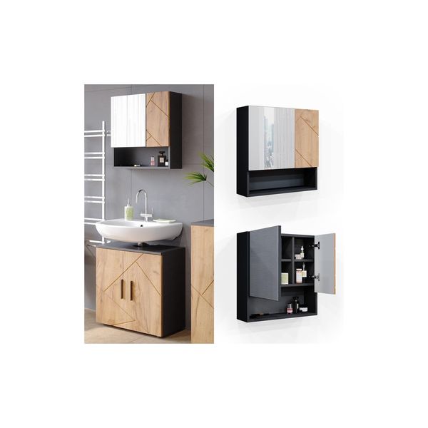 Vicco Spiegelschrank Badspiegel Wandspiegel Irma Spiegel Badezimmer Anthrazit-image