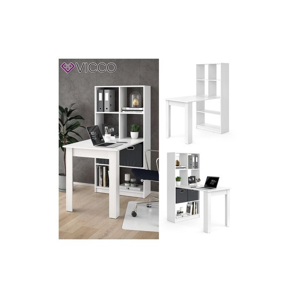 Vicco Schreibtisch Gael Weiß Computertisch Mit Ablage Regal Raumteiler BüRotisch-image