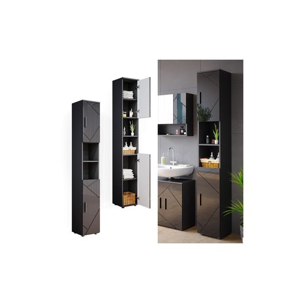 Vicco Badschrank Hochschrank Badezimmerschrank Irma Anthrazit Badregal 6 FäCher-image