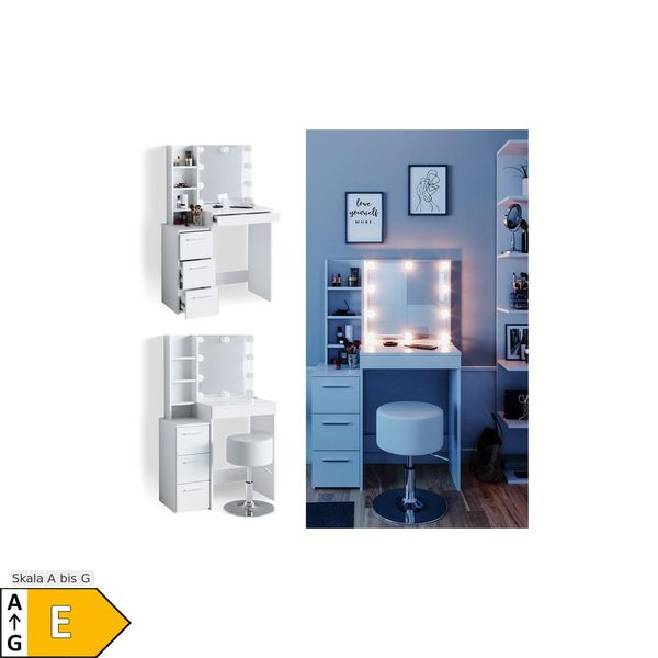 Vicco Schminktisch Frisiertisch Schminkkommode Meryl + Led-Beleuchtung + Hocker-image