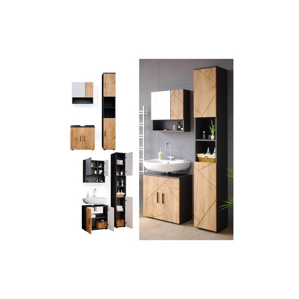 Vicco BadmöBel Set BadezimmermöBel Irma Spiegelschrank Unterschrank Hochschrank-image