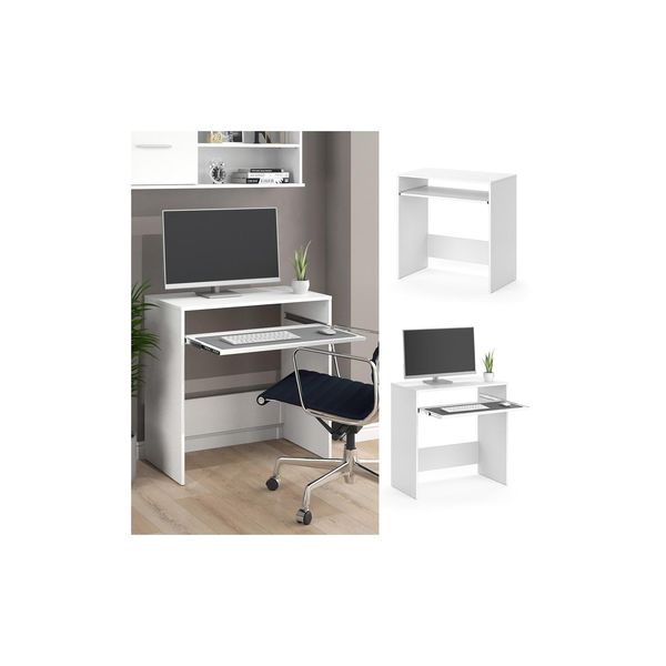 Vicco Schreibtisch BüRotisch Arbeitstisch Nils Weiß Computertisch Tastaturauszug-image