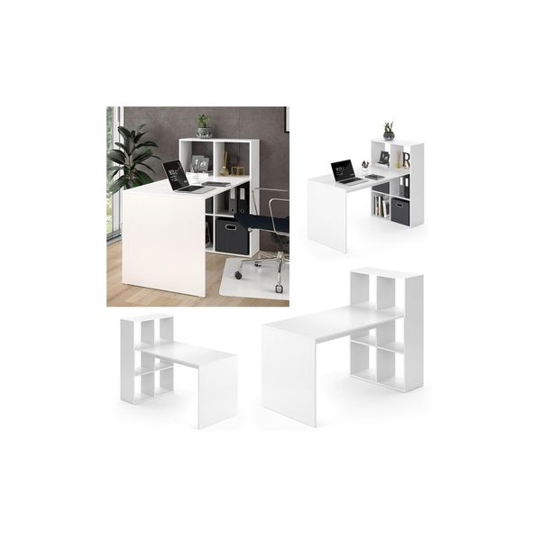 Vicco Schreibtisch Emir Weiß Computertisch Mit Ablage Regal Raumteiler BüRotisch-image