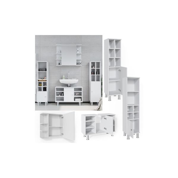 Vicco BadmöBel Set 4Tlg Fynn Spiegelschrank Waschbeckenunterschrank Hochschrank-image