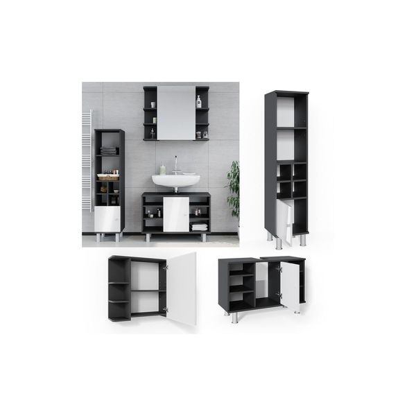 Vicco BadmöBel Set 3Tlg Fynn Spiegelschrank Waschbeckenunterschrank Hochschrank-image