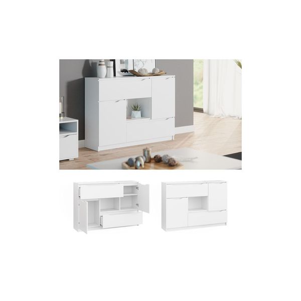 Vicco Kommode Ruben Weiß 4 Schubladen 120 Cm Sideboard Mehrzweckschrank Schrank-image