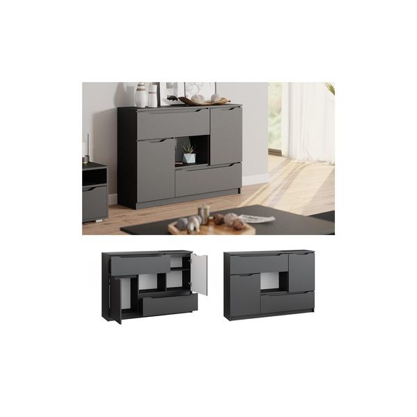 Vicco Sideboard Kommode Mehrzweckschrank Ruben Anthrazit 120 Cm 4 Schubladen Schrank-image