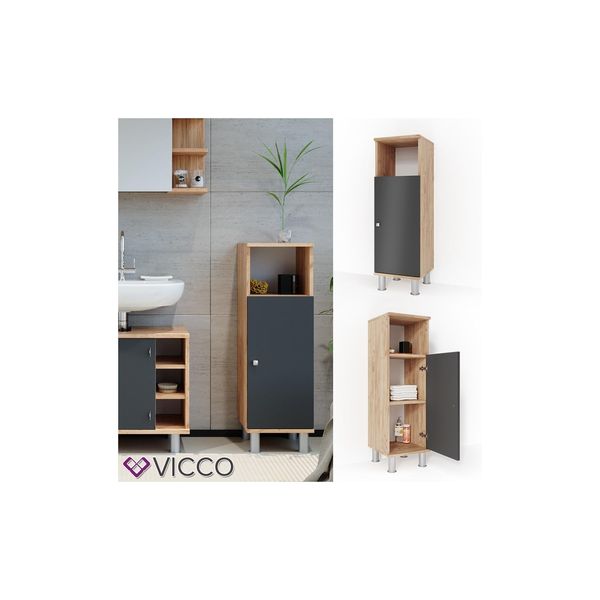 Vicco Badschrank Fynn Eiche Anthrazit Midischrank Badezimmer Regal BadmöBel-image