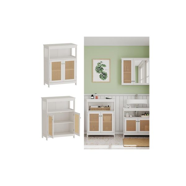 Vicco Sideboard Rosario 60 X 80 Cm, Weiß, Mit 2 TüRen Und Ablage, Badezimmer, Modern-image