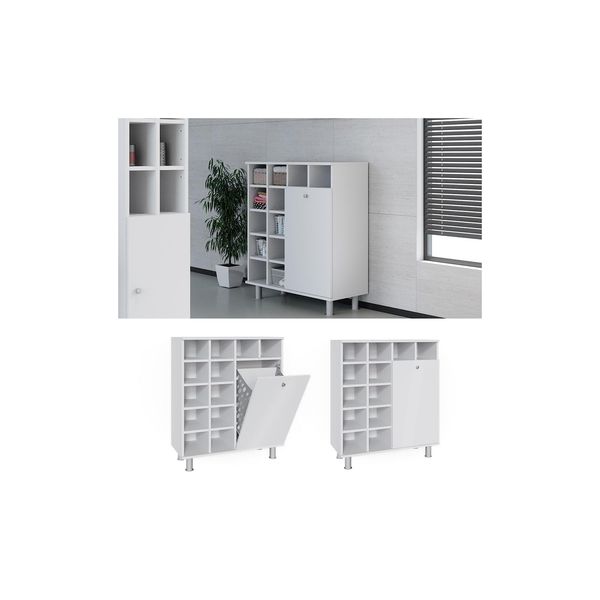 Vicco WäScheschrank Fynn Badschrank Mit WäSchekorb Badezimmerschrank BadmöBel-image