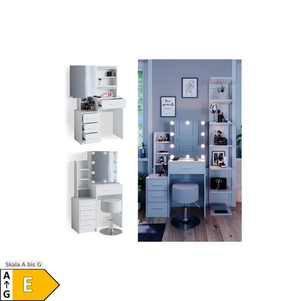 Vicco Schminktisch Frisiertisch Schminkkommode Conrada Led-Beleuchtung + Hocker-image