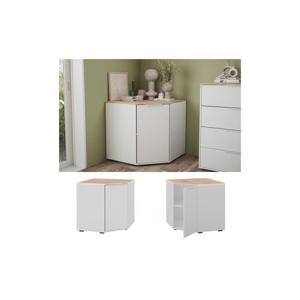 Vicco Eckkommode Betti Weiß Sonoma 78 X 78 Cm Wohnzimmer 1 TüR-image