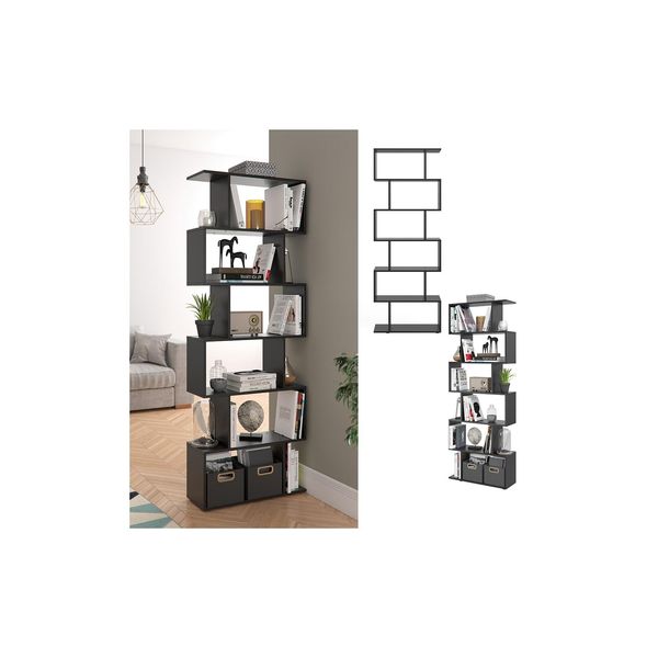 Vicco Raumteiler Levio 6 FäCher Schwarz BüCherregal Standregal Aktenregal Hochregal Regal-image