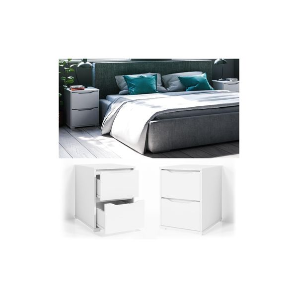 Vicco Nachtschrank Ruben Nachttisch Weiß Kommode Schlafzimmer Schublade Ablage-image
