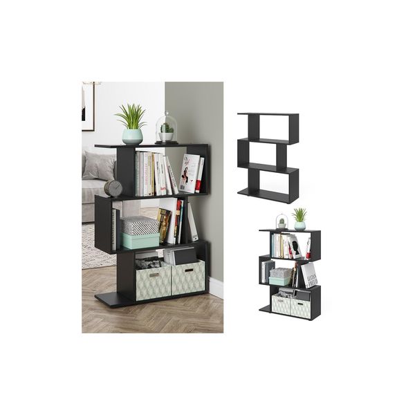 Vicco Raumteiler Levio Regal BüCherregal Standregal Hochregal Wandregal Schwarz-image