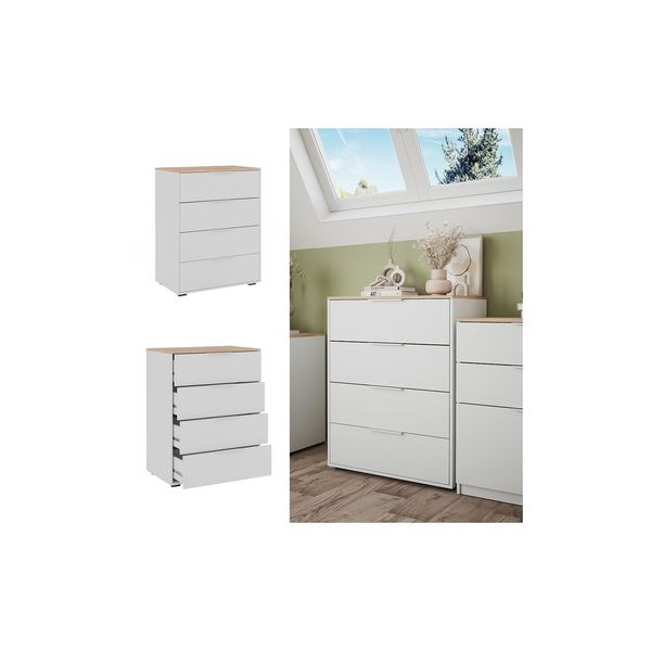 Vicco Sideboard Betti Weiß Sonoma 80 X 102 Cm 4 Schubladen-image