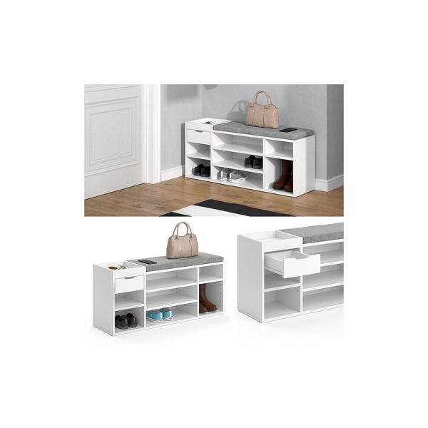 Vicco Schuhbank Schuhschrank Schuhregal Eleon Sitzbank Mit Sitzkissen 7 FäCher-image