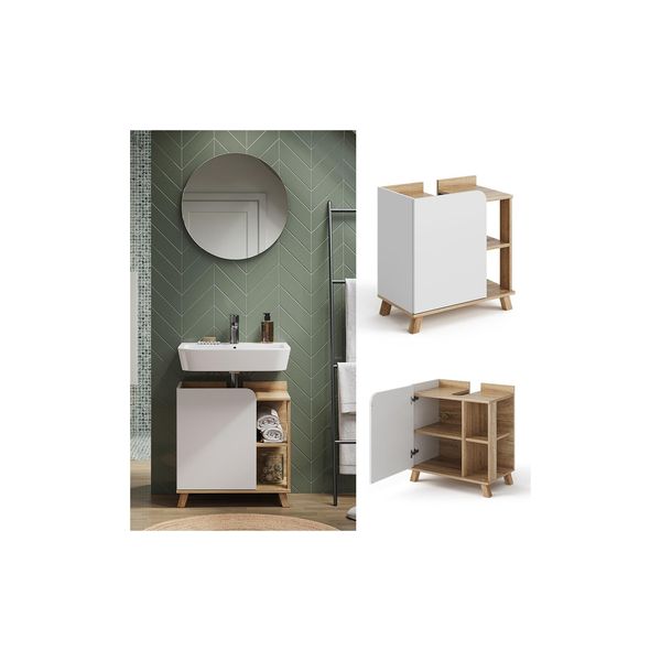 Vicco Waschtischunterschrank Karen 60 X 90 Cm, Sonoma Weiß, Badschrank, Badezimmer, Modern-image