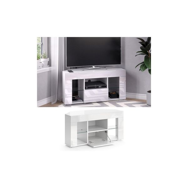 Vicco Lowboard Fernsehschrank Tv-Schrank Denver Weiß Hochglanz Fernsehtisch-image