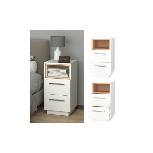 Vicco Nachtschrank Nachttisch Nachtkommode 2Er Set Beatrice Weiß 2 Schubladen-image
