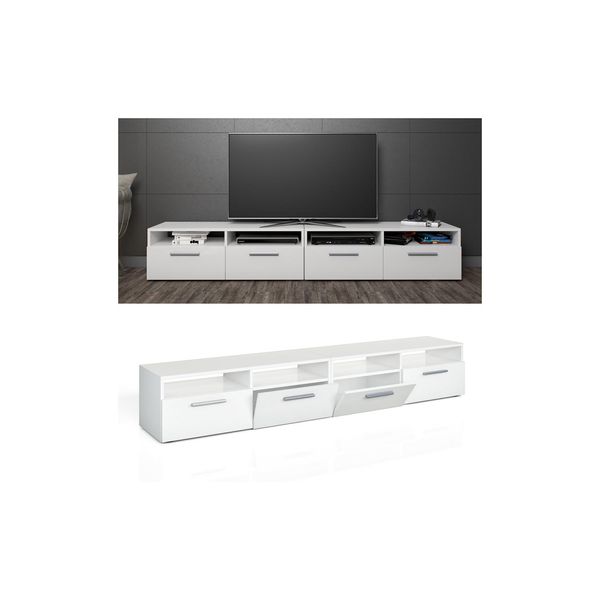 Vicco Lowboard Diego Fernsehschrank Sideboard TV Fernsehtisch Weiß Hochglanz-image