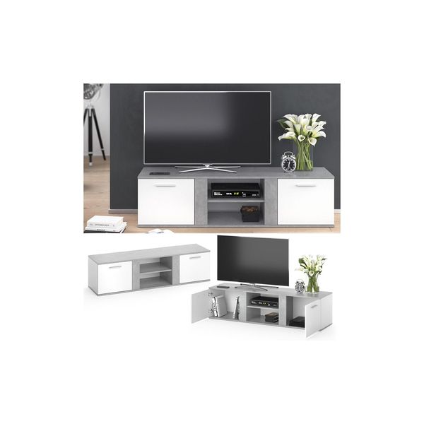 Vicco TV Lowboard Novelli Fernsehschrank Sideboard Fernsehtisch Weiß Beton-image