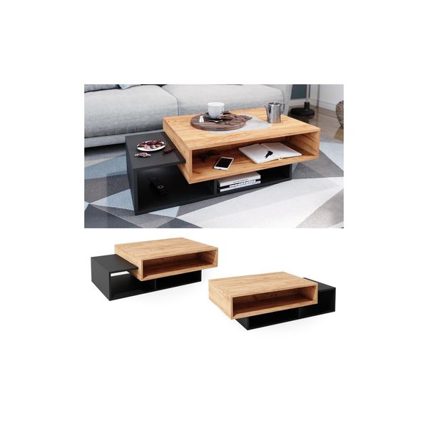 Vicco Couchtisch Sofatisch Beistelltisch Bari Anthrazit/Goldkraft Kaffeetisch-image