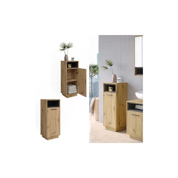 Vicco Midischrank Badschrank BadezimmermöBel Beatrice Eiche Anthrazit Modern 38X93 Badezimmer Schrank BadmöBel SchranktüR Schrankfach Ablage Aufbewahrung-image