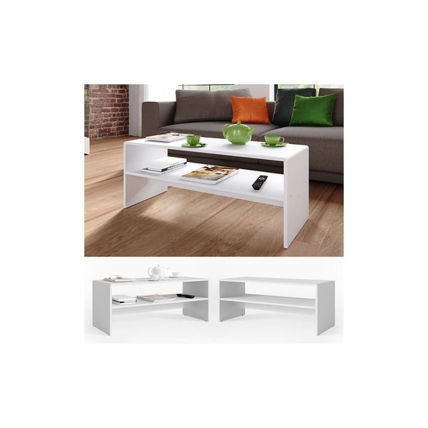 Vicco Couchtisch Weiß Wohnzimmer Sofatisch Kaffeetisch Beistelltisch Tisch-image