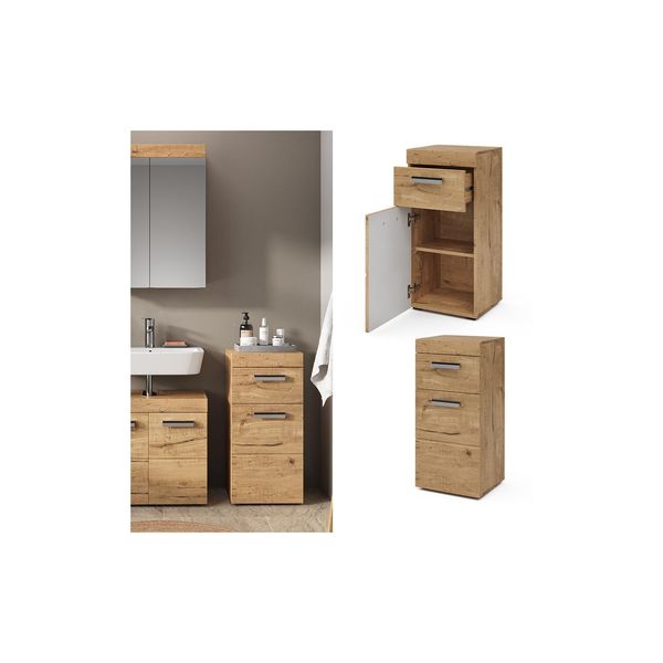 Vicco Midischrank Badschrank Badezimmerschrank Luna Schublade 2 FäCher 1 TüR-image