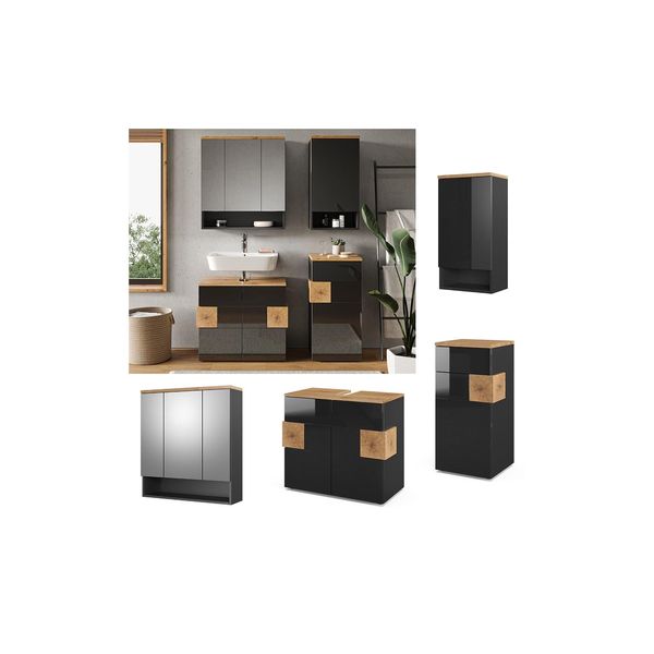 Vicco BadmöBel Set Eden Spiegelschrank Unterschrank HäNgeschrank Hochschrank Ant-image