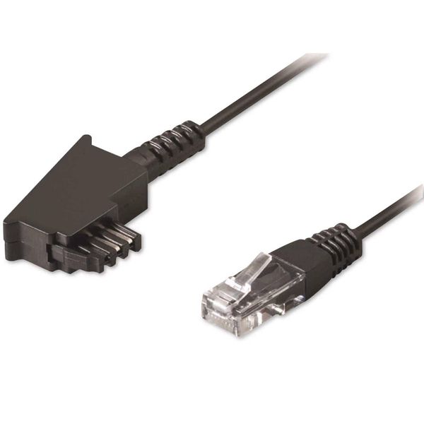 Goobay 51234 Cavo Di Collegamento TAE-F Per Dsl / Vdsl, 6 M, Nero - Spina TAE-F > Spina RJ45 (8P2C)-image