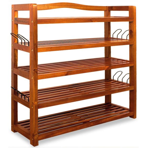 Casaria® Scarpiera Legno Certificato Acacia Fsc® 5 Ripiani 80X26X82Cm Salvaspazio Corridoio Portascarpe Scaffale Marrone-image