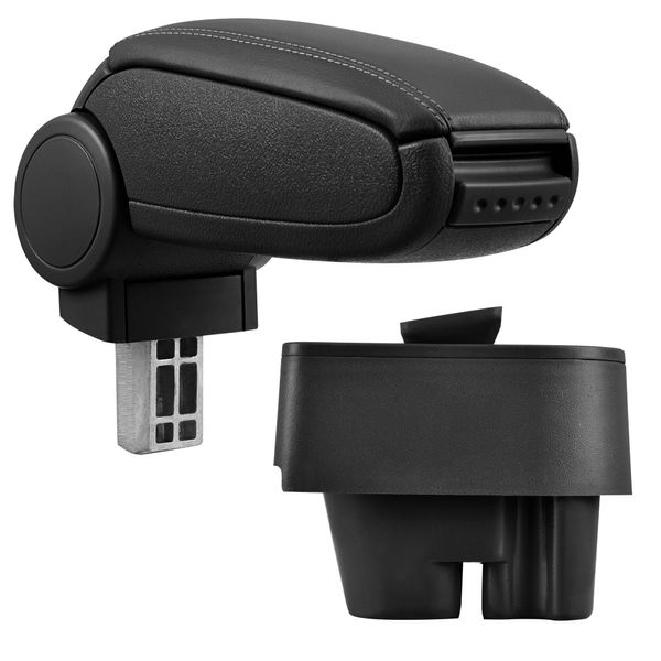 [Bracciolo Centrale, Perfetto Per Peugeot 207, 207 Sw, 207 Cc Dal 2006 - Bracciolo Con Vano Portaoggetti - Rivestito - Pelle Artificiale - Nero-image