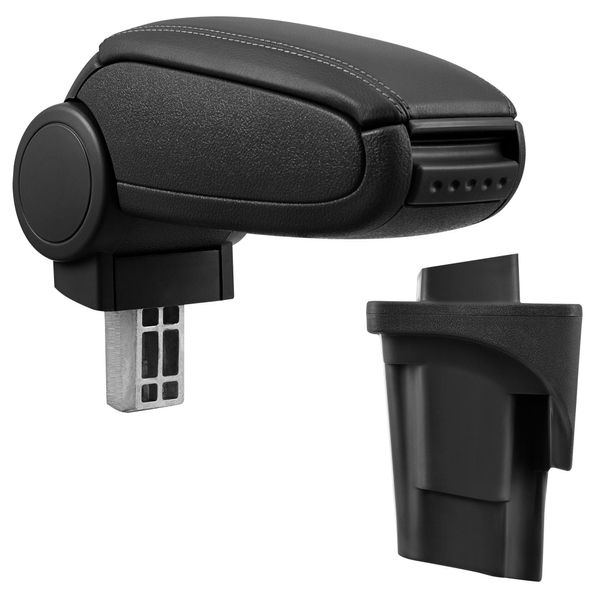 [Bracciolo Centrale, Perfetto Per Seat Leon 1P Negli Anni 2005 - 2012 - Bracciolo Con Vano Portaoggetti - Rivestito - Pelle Artificiale - Nero-image