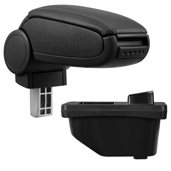 [Bracciolo Centrale, Perfetto Per Peugeot 308 I - Bracciolo Con Vano Portaoggetti - Rivestito - Pelle Artificiale - Nero-image