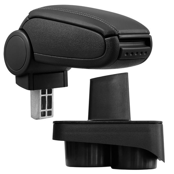[Bracciolo Centrale, Perfetto Per Vw Polo 9N / 9N2 / 9N3 - Bracciolo Con Vano Portaoggetti - Rivestito - Pelle Artificiale - Nero-image