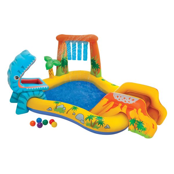 Intex 57444NP -Playcentre - Dinosauro Playcentre Con Scivolo (249X191X109Cm) Piscina Per Bambini Dino-image