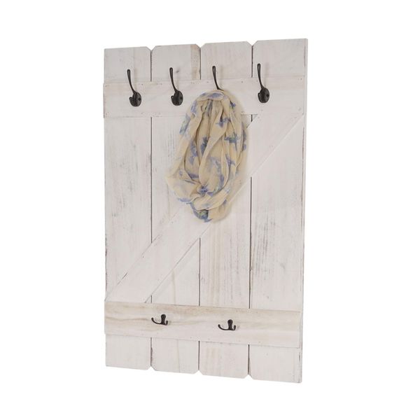 Wandgarderobe MCW-D13, Garderobe Garderobenpaneel, 6 Haken 91X60Cm ~ Shabby-Weiß-image