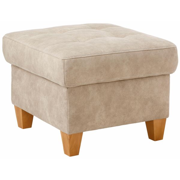 Hocker Home Affaire "Earl", Beige, B:58Cm H:46Cm T:58Cm, Struktur Fein (100% Polyester);Luxus-Microfaser (100% Polyester);Luxus-Microfaser In Lederoptik (100% Polyester), Hocker, Hocker-image