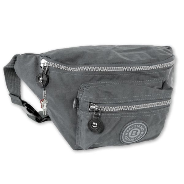 Borsa Street Nylon Ladies Men Fanny Pack Belt Bag Grey 27X10X16 OTJ506K-image