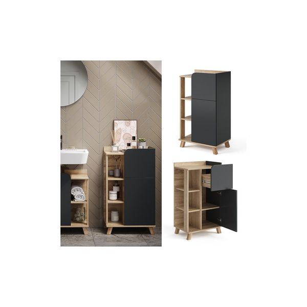 Vicco Unterschrank Karen Sonoma Anthrazit 50 X 90 Cm TüR Schublade-image