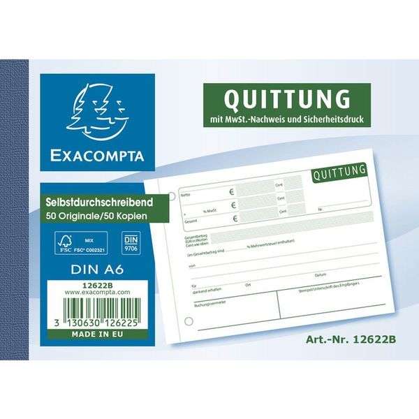 Libro Delle Ricevute Con Voucher E Dichiarazione Iva 2 Fori 2X50 Fogli, Din A6-image