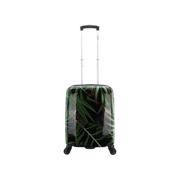 Koffer Saxoline "Palm Leaves", Gr. B/H/T: 20Cm X 55Cm X 20Cm, Schwarz (Schwarz, GrüN), Polyester, Bedruckt, Koffer, Mit Praktischem Tsa-Zahlenschloss-image