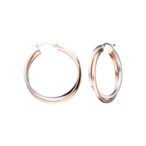 Paar Creolen Jobo, Silber (Silber 925), Ohrringe, Damen, 36,1Mm, Silber 925 (Sterlingsilber), Rund 925 Silber Bicolor Vergoldet-image