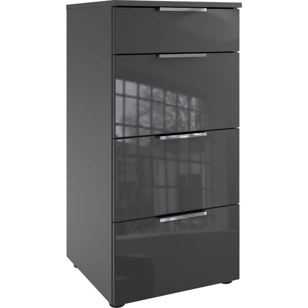 Schubkastenkommode Wimex "Level36 C By Fresh To Go", Grau (Graphit, Glas Grau), B:41Cm H:84Cm T:41Cm, Holzwerkstoff, Sideboards, Mit Glaselementen Auf Der Front, Soft-Close Funktion, 41Cm Breit-image