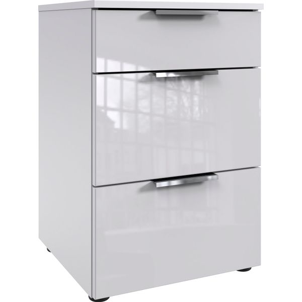 Nachtkommode Wimex "Level36 C By Fresh To Go", Weiß (Weiß, Glas Weiß), B:41Cm H:61Cm T:41Cm, Holzwerkstoff, Sideboards, Mit Glaselementen Auf Der Front, Soft-Close Funktion, 41Cm Breit-image